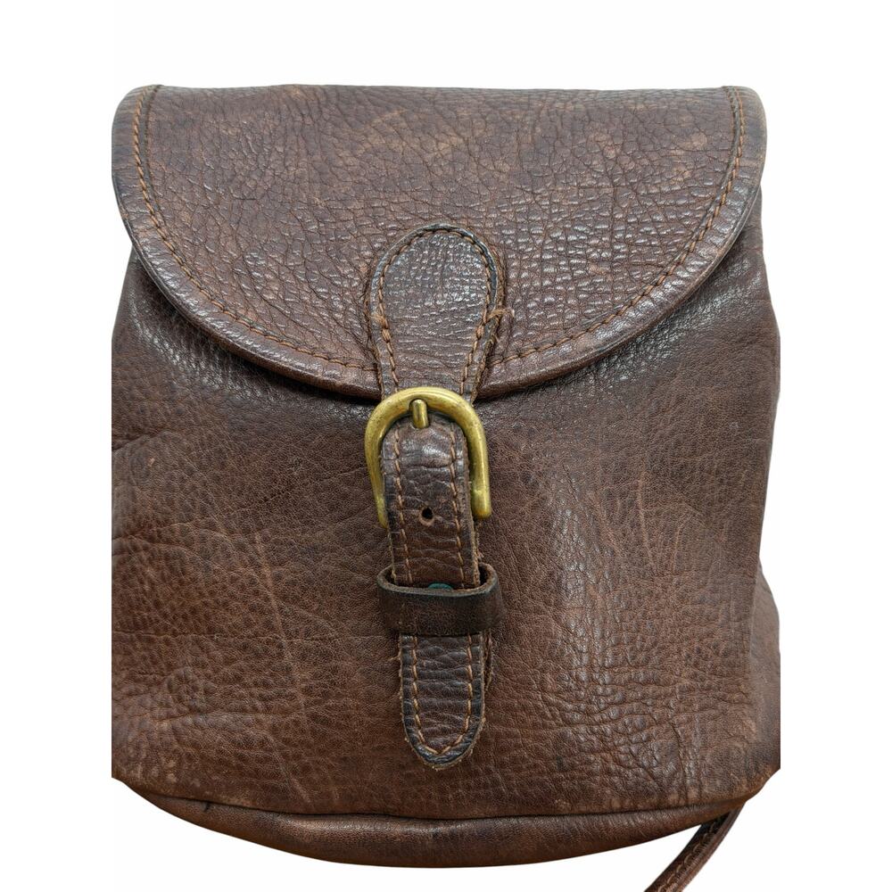 Vintage Gap 90s Brown Leather Crossbody Mini Bag Small Women's Saddle Bag Boho - Picture 2 of 10